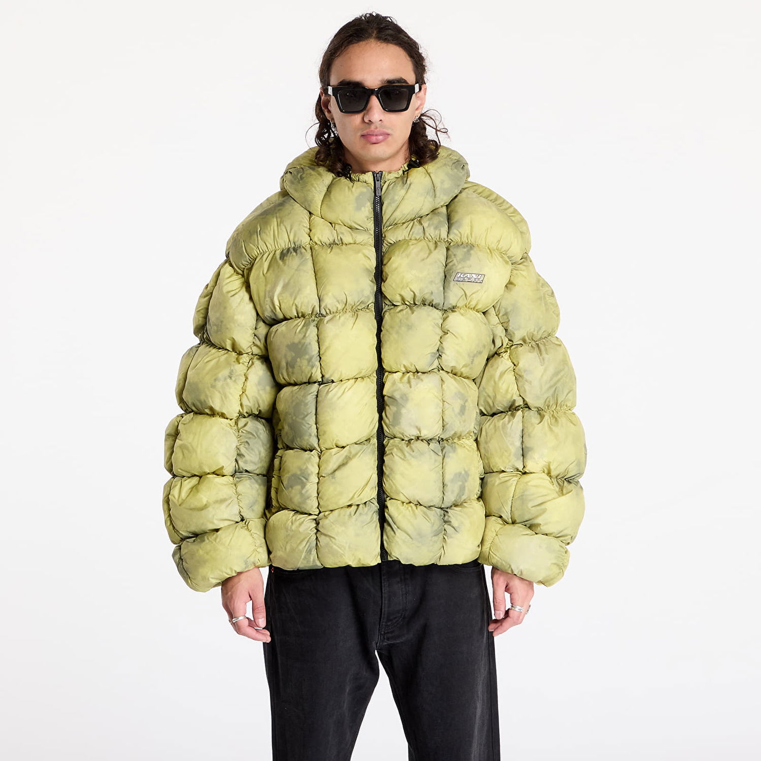 Prešívaná bunda Karl Kani Jacket Sport Patch Square Quilted Puffer Jacket Lime Green L Žltá | 60760018, 0