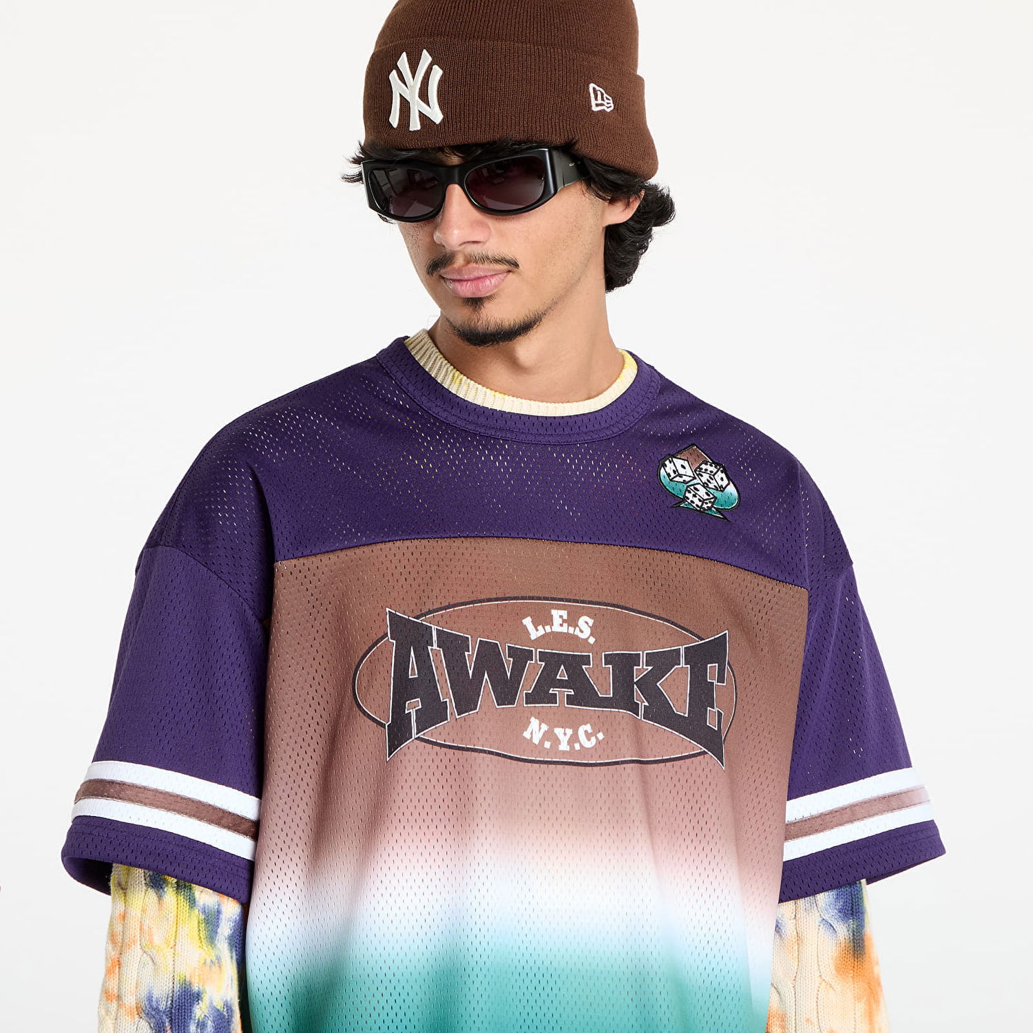 Dres Awake NY Dres Mesh Football Jersey Brown Multi S Rôznofarebný | AWK-FW24-TP006-BRN, 1