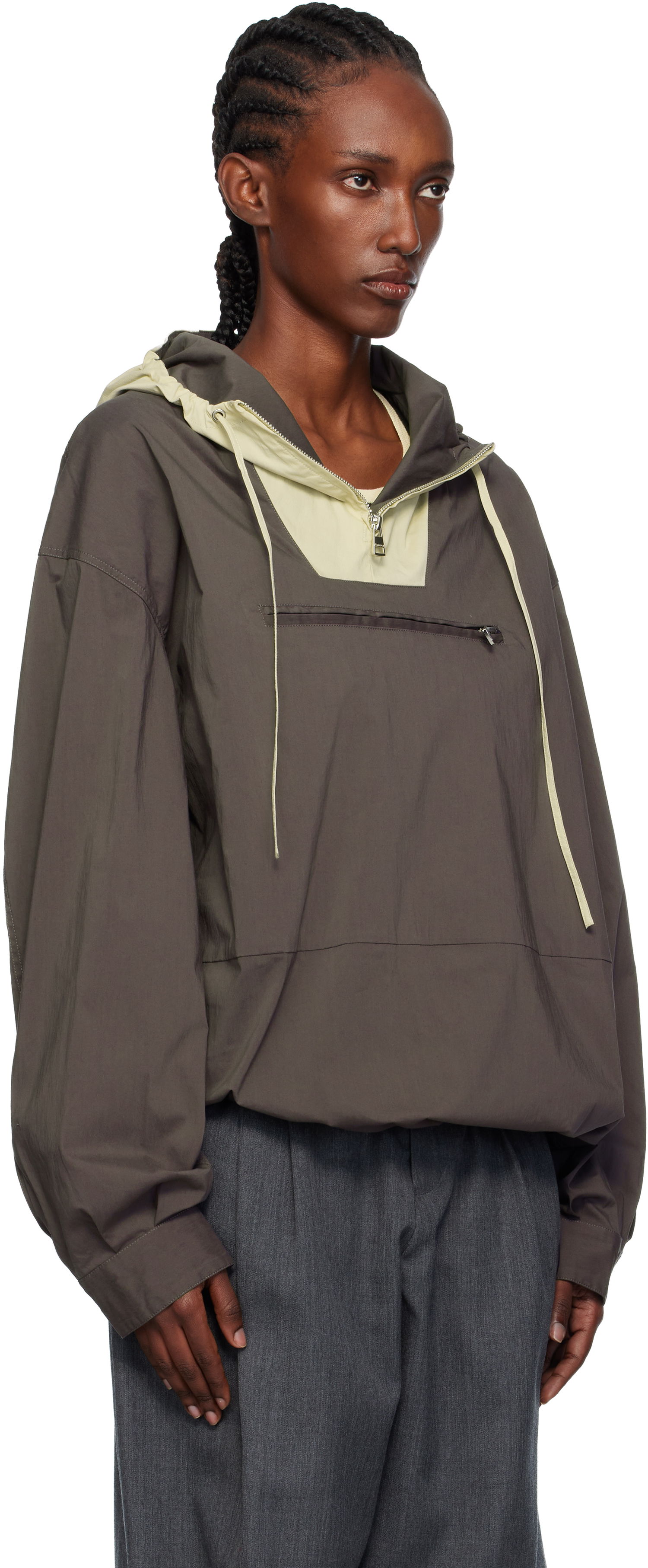 Vetrovka JW Anderson JW Anderson Contrast Hood Anorak Hnedá | JK0415-PG1838, 1
