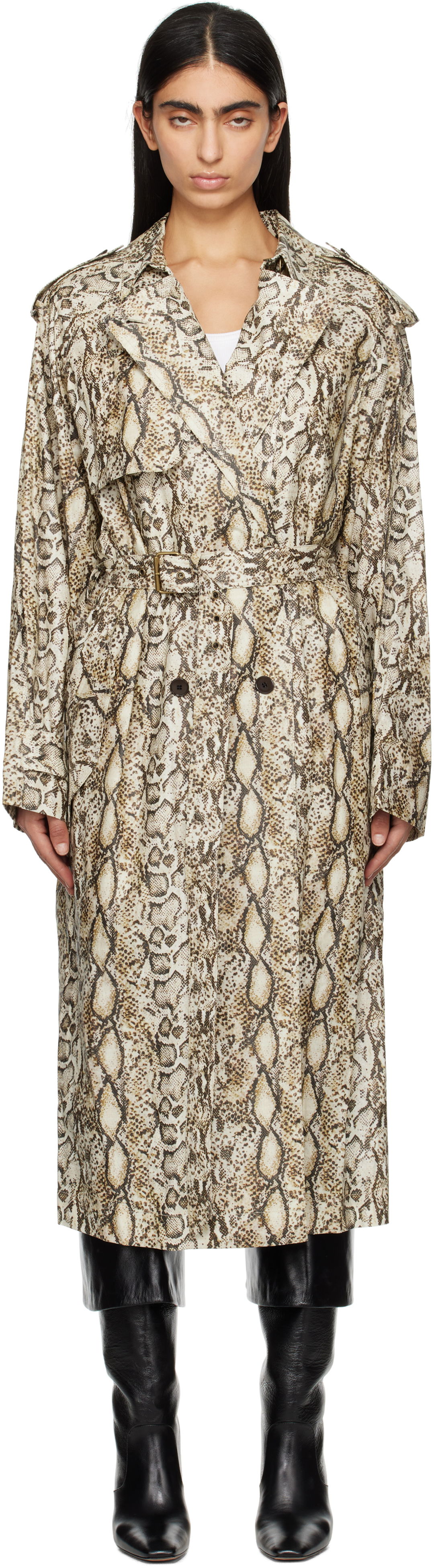 Trenčkot ISABEL MARANT Isabel Marant Freanne Snakeskin Trench Coat Béžová | MA0410FA-C1C01I, 0