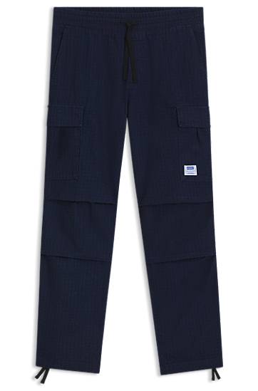 Cargo nohavice BOSS Relaxed-Fit Ripstop Cargo Trousers Navy | 50552121