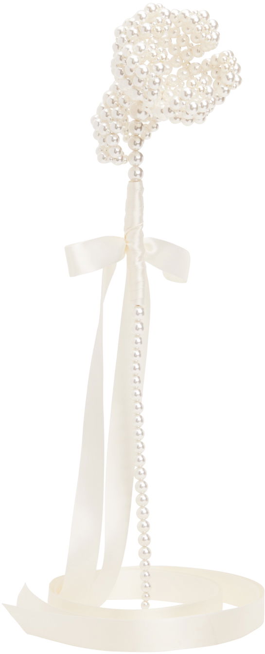 Kľúčenka Simone Rocha Simone Rocha Beaded Large Flower Bag Charm Biela | FLOWER1 0904 PEARL, 1
