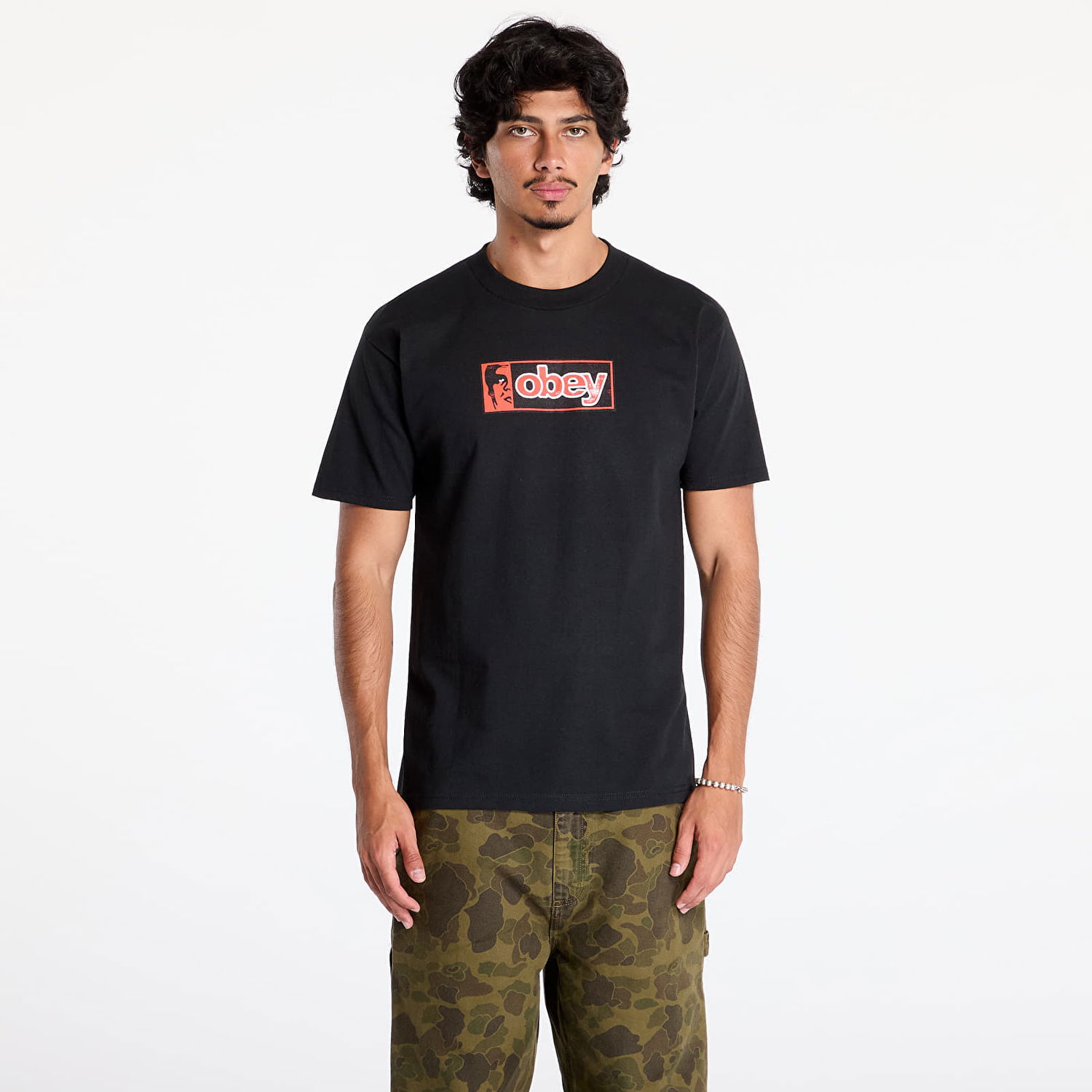 Tričko OBEY Half Icon T-Shirt Black Čierna | 165263911-BLK, 0