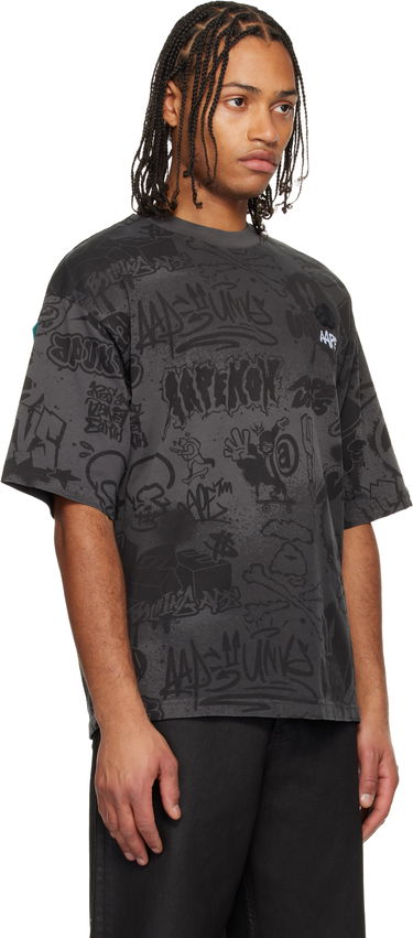 Tričko AAPE by A Bathing Ape Moonface Logo T-shirt Šedá | AAPTEM1665XXOBKX, 1