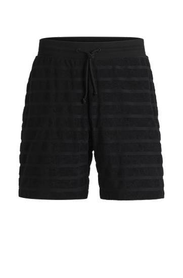 Šortky BOSS Relaxed Fit Striped Cotton Towelling Shorts Čierna | 50535289, 0