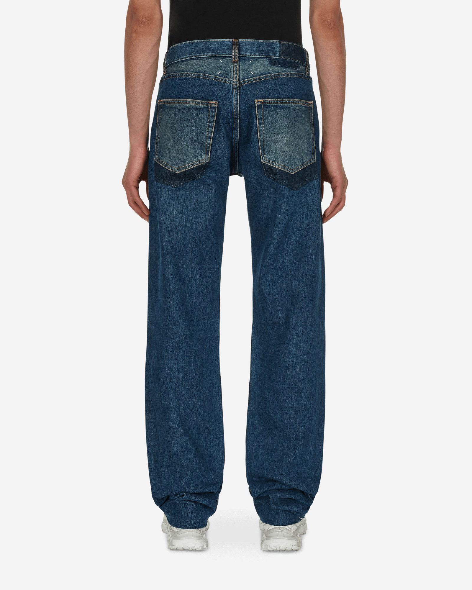 Straight-Leg Faded Denim Pants