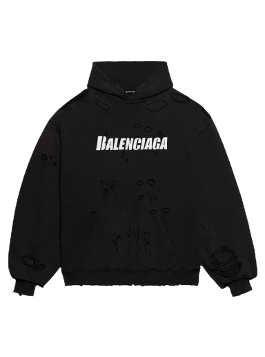 Mikina Balenciaga Caps Destroyed Oversize Fit Hoodie Čierna | 659403TKVB61093
