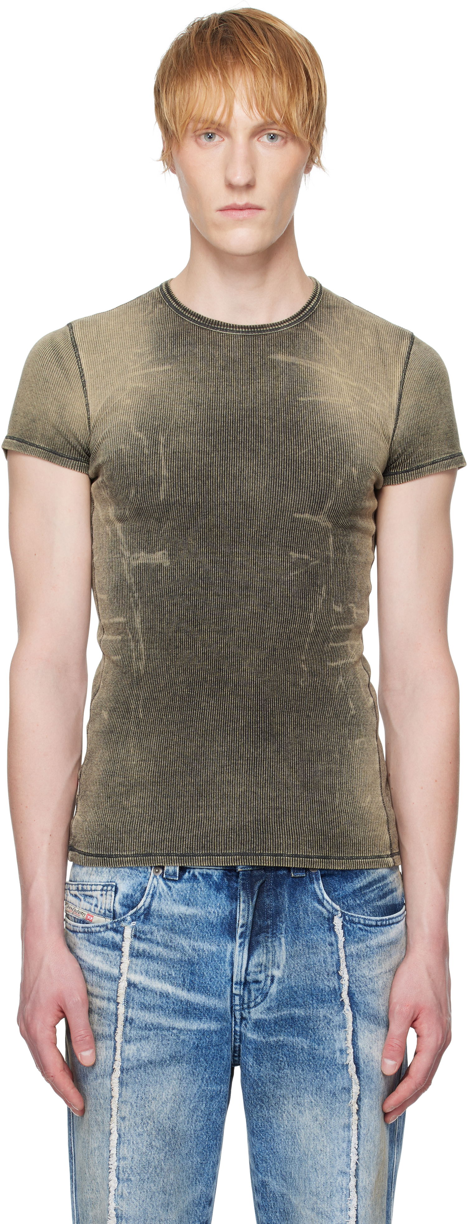 Tričko Diesel Diesel T-Hans Ribbed T-Shirt Zelené | A17994-0HJBE-02, 0