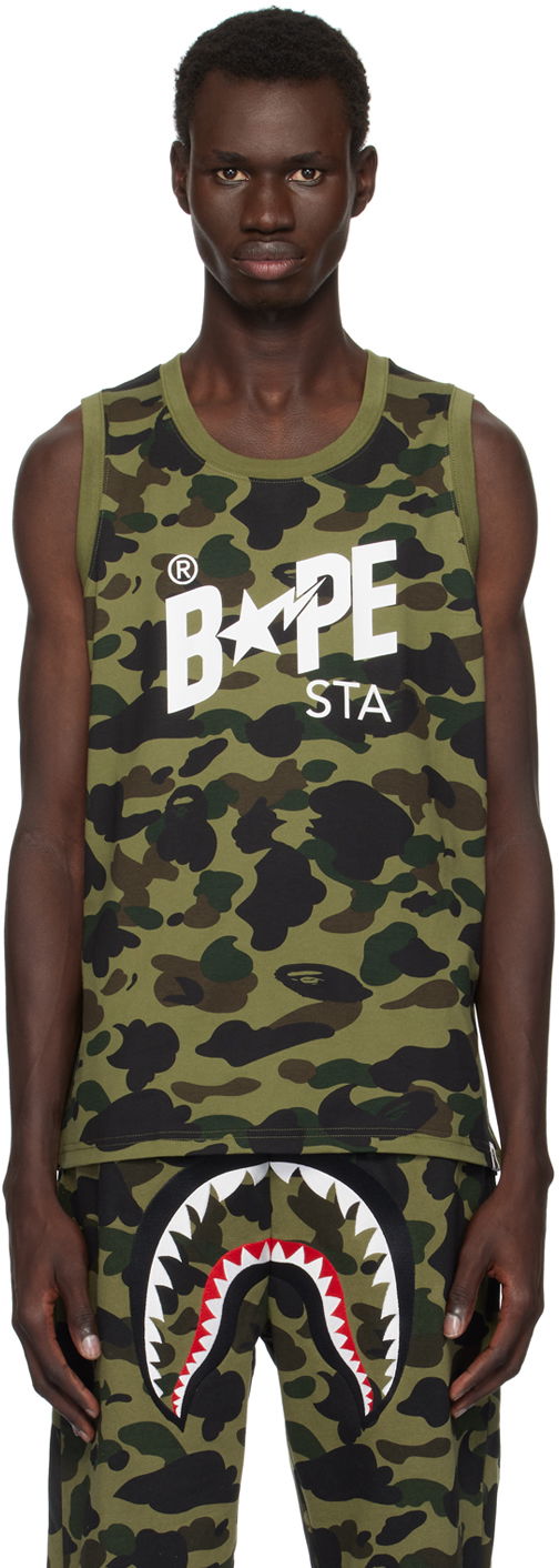 Tielko BAPE Camo Tank Top Zelené | 001VTK801001M