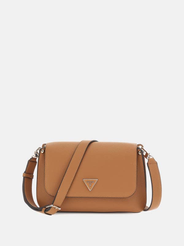 Kabelka GUESS Meridian Triangle Logo Crossbody Béžová | HWBG8778200