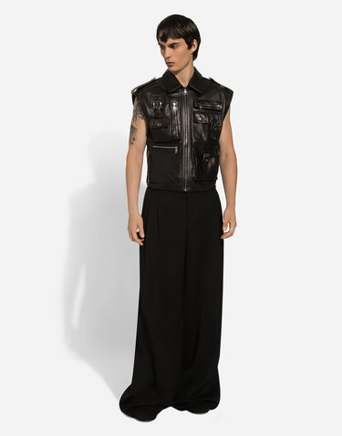 Vesta Dolce & Gabbana Dolce & Gabbana Multi-Pocket Leather Vest Čierna | G9AXKLHULUZN0000, 1
