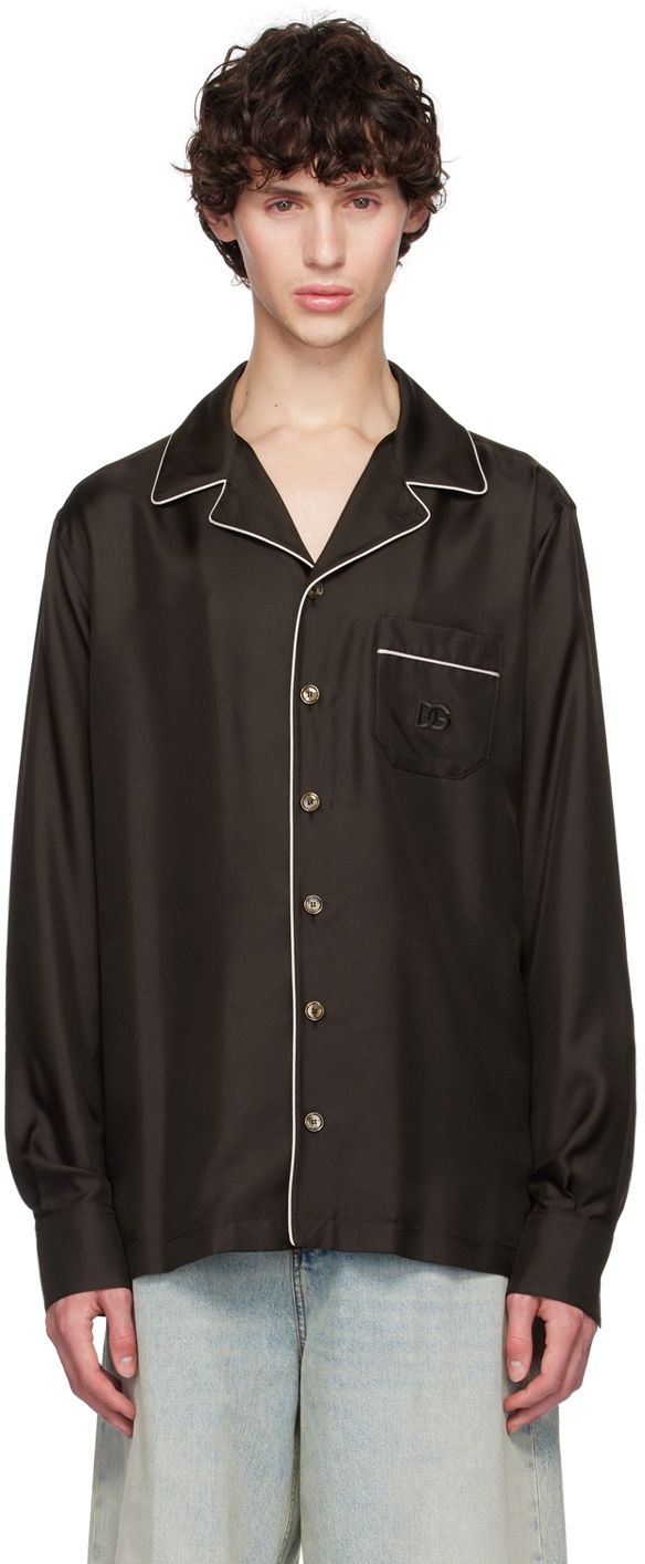 Košeľa Dolce & Gabbana Dolce&Gabbana DG Embroidery Silk Shirt Čierna | G5IF1ZFU1S4, 0