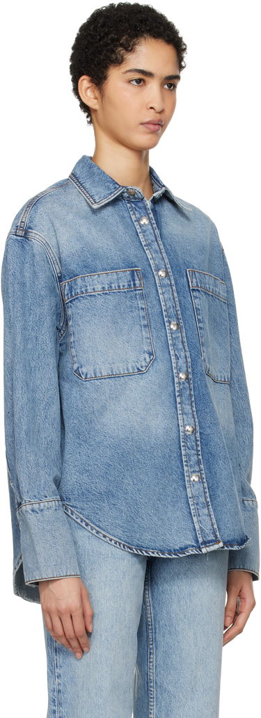 Opasok Anine Bing Dante Denim Button-Up Shirt Čierna | A-07-10239-WHD1, 3