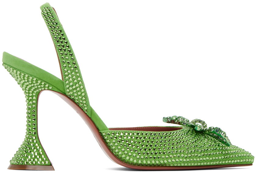 Tenisky a topánky Amina Muaddi Amina Muaddi Rosie Crystal Slingback Heels Zelené | ROSIE CRYSTAL CL SUEDE, 0