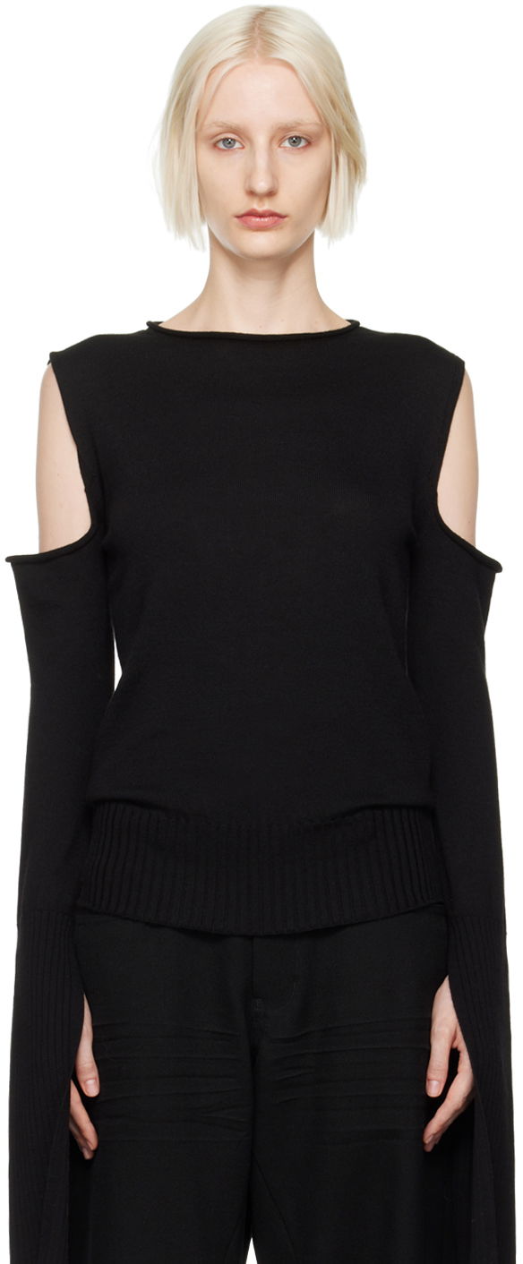 Sveter Rick Owens Black Porterville Cape Sleeve Sweater Čierna | RP02D3611 M