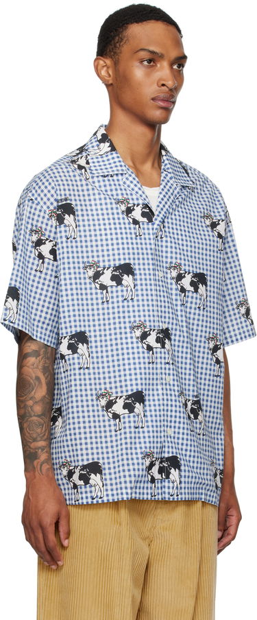 Košeľa Moschino Moschino Archive Cow Gingham Print Shirt Modrá | 252ZZV021352541293, 1