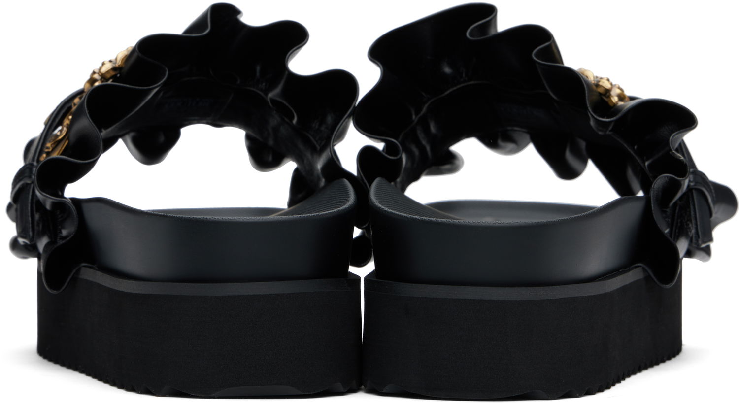 Doplnky Versace Versace Jeans Couture Baroque Buckle Platform Sandals Čierna | E78VA3SM5_E71570, 1
