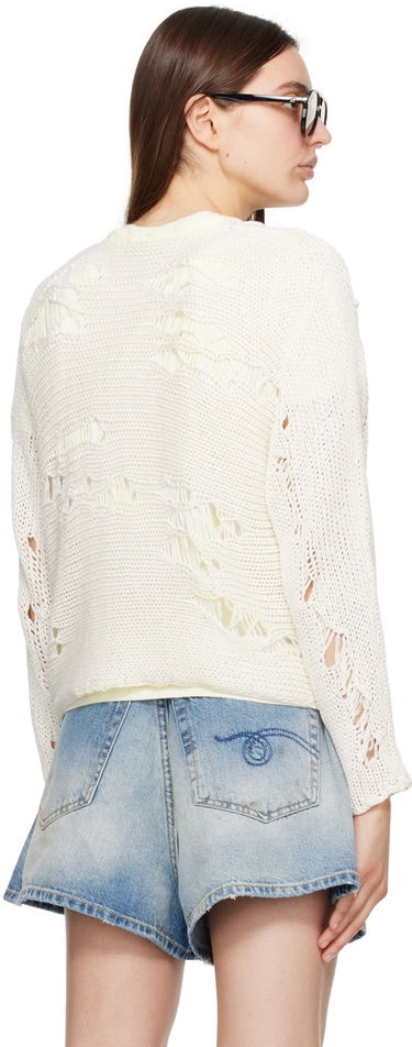 Sveter R13 R13 Distressed Knit Sweater Biela | R13WY205-Y032B, 2