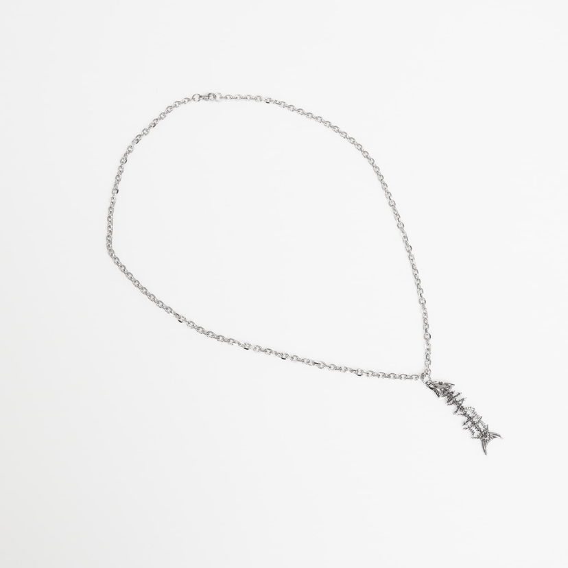 Náhrdelník Wasted Paris U Surrender Necklace Fish Skeleton Pendant Metalická | WP_000315