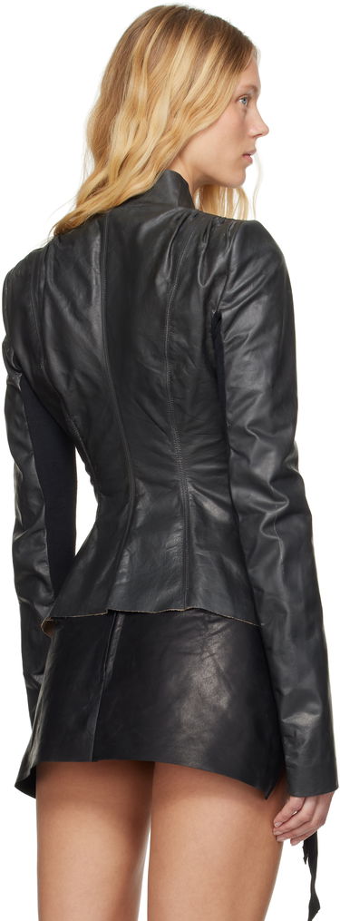 Bunda Rick Owens Rick Owens Hollywood Tamponato Calf Leather Wrap Jacket Čierna | RP01E7749 LTP, 2