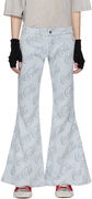 Jacquard Logo Pattern Flare Jeans