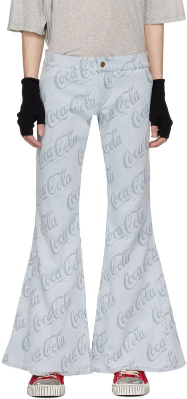Džínsy ERL Jacquard Logo Pattern Flare Jeans Modrá | ERL08P014, 0