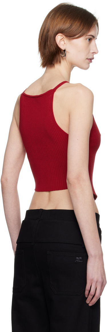 Tielko Courrèges Courrèges Pointy Rib Knit Tank Top Červená | 125MTO042FI0001, 2