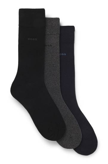 Ponožky BOSS Three-pack of plain regular-length socks with subtle logos Rôznofarebný | 50558589