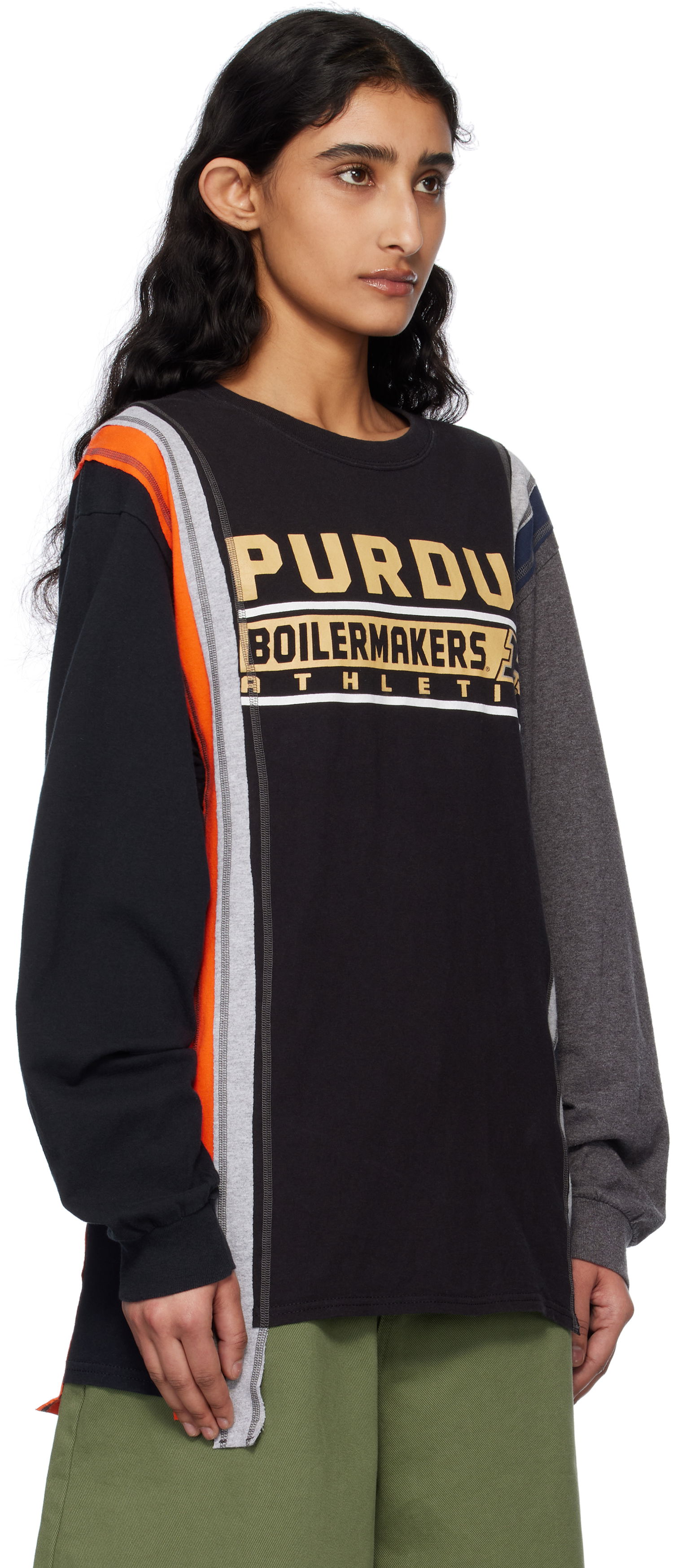 Sveter Needles NEEDLES 7 Cuts College Long Sleeve T-Shirt Čierna | QV409, 1