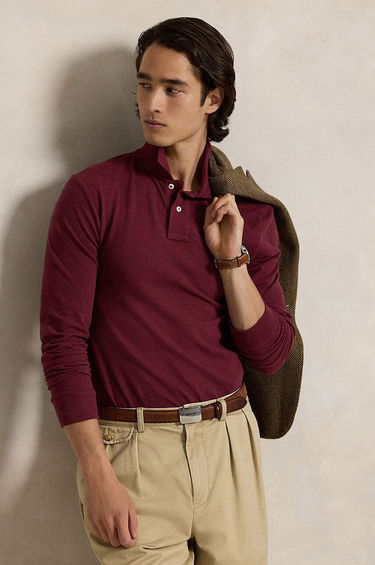 Polo tričko Polo by Ralph Lauren Polo Ralph Lauren Long Sleeve Polo Shirt Vínová | 710681126, 3