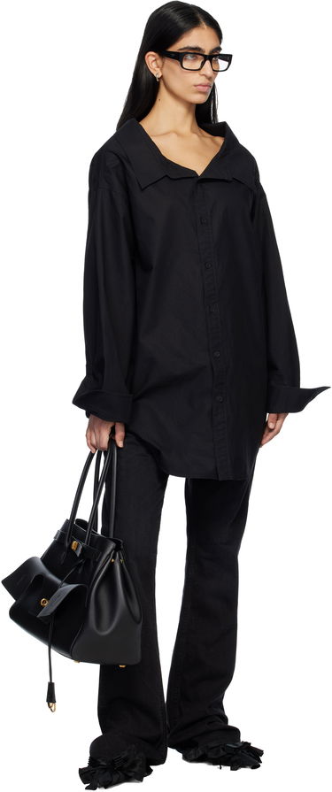 Košeľa Balenciaga Off Shoulder Long Shirt Čierna | 809072 TNM60, 3