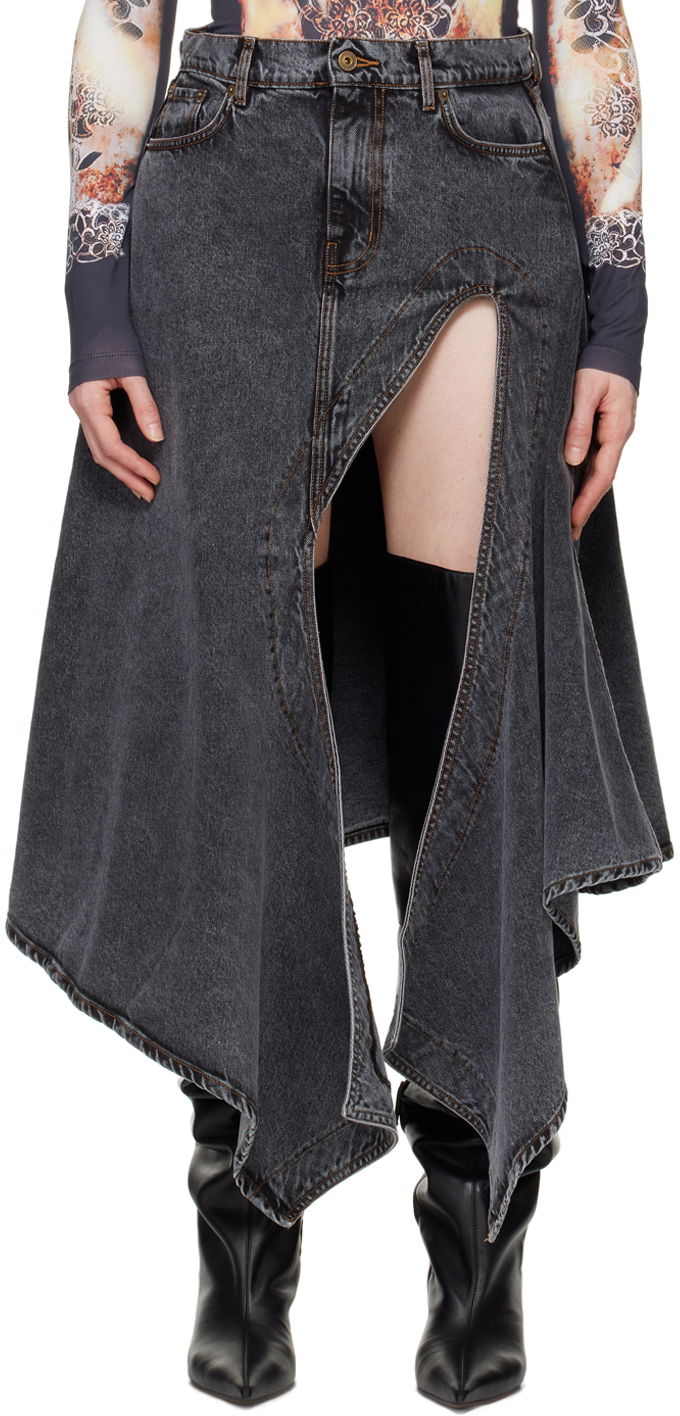 Sukňa Y/PROJECT Black Cut Out Denim Midi Skirt Čierna | 107SK001, 0