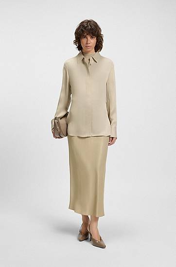 Košeľa BOSS Regular-Fit Satin Blouse Béžová | 50542007, 1