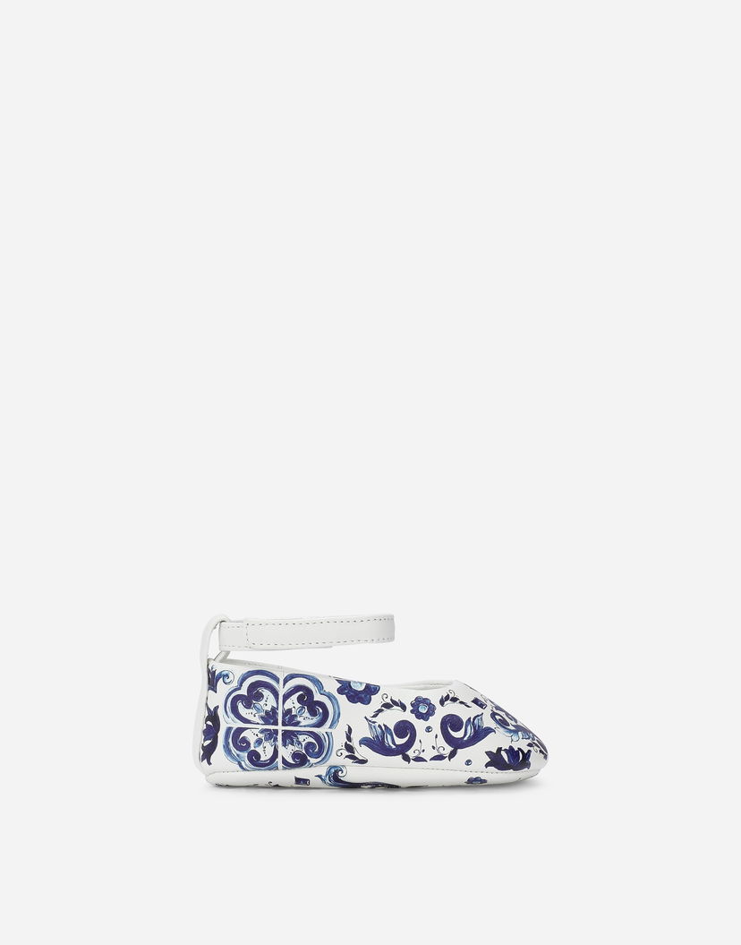 Tenisky a topánky Dolce & Gabbana Lambskin Ballet Flats with Majolica Print First Steps (19-26) Rôznofarebný | DK0065AC513HA3OB