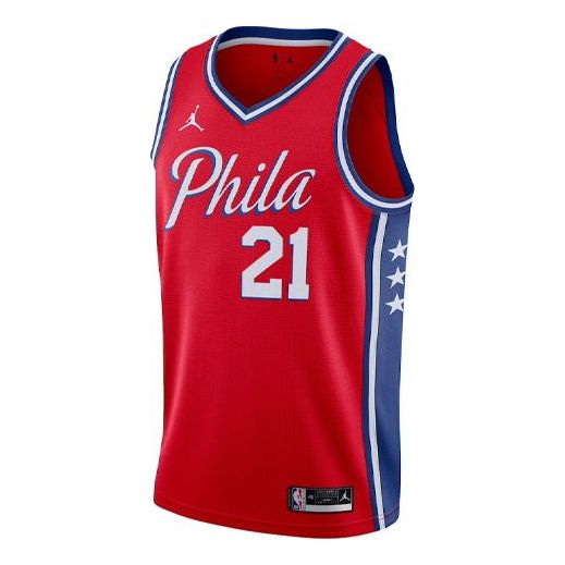 Dres Jordan NBA Philadelphia 76ers Joel Embiid Jersey Červená | CV9490-666