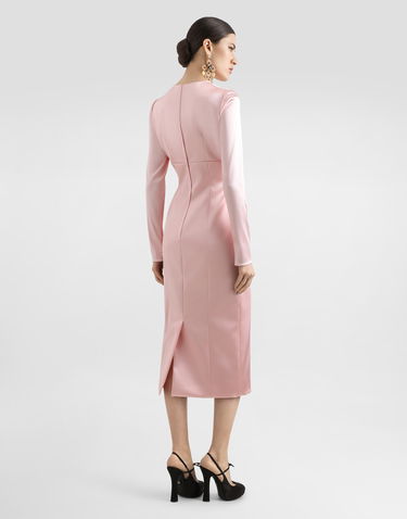 Šaty Dolce & Gabbana Dolce & Gabbana Stretch Satin Round-Neck Calf-Length Dress Ružová | F6TRHTFURADF0372, 2