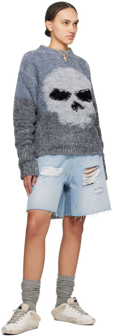 Sveter ERL Intarsia Knit Skull Sweater Šedá | ERL08N367, 3
