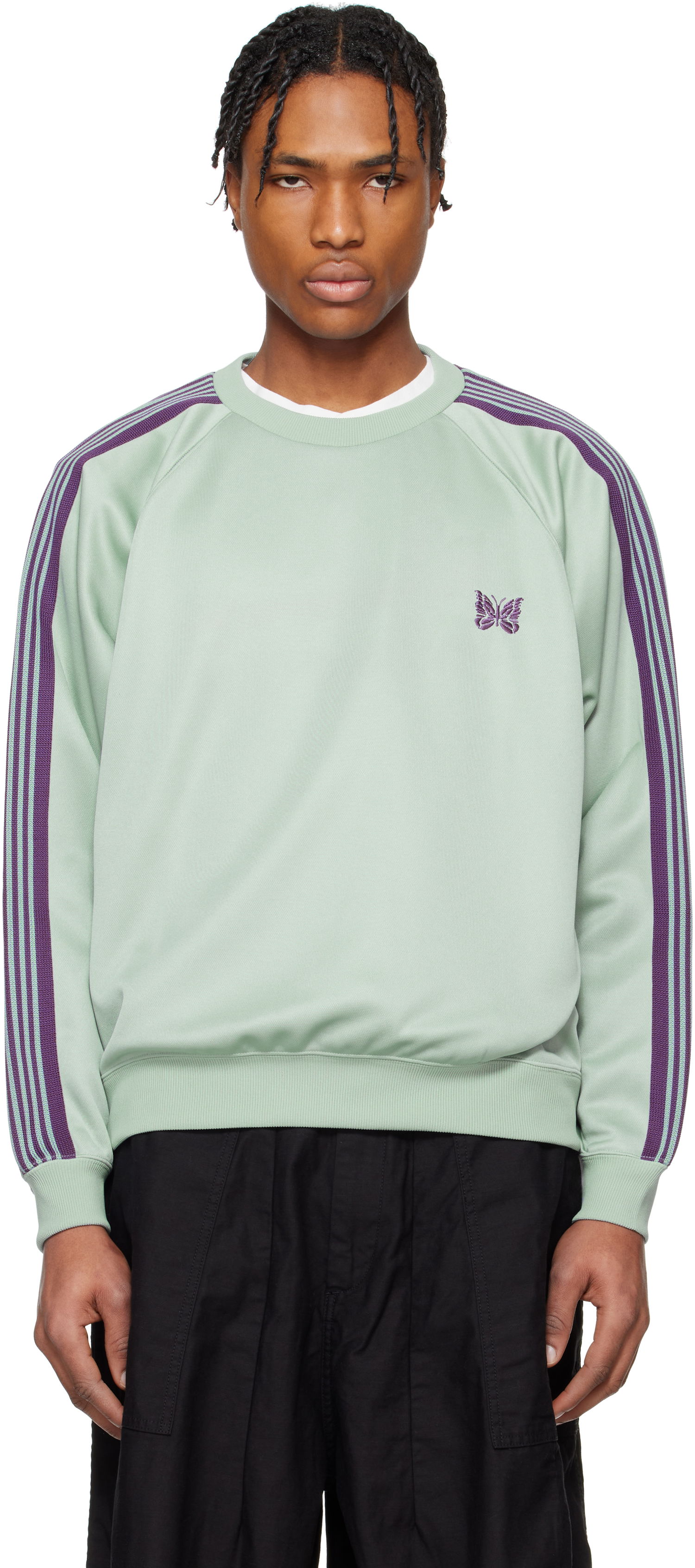 Mikina Needles Needles Track Crew Neck Sweatshirt Zelené | QV306, 0