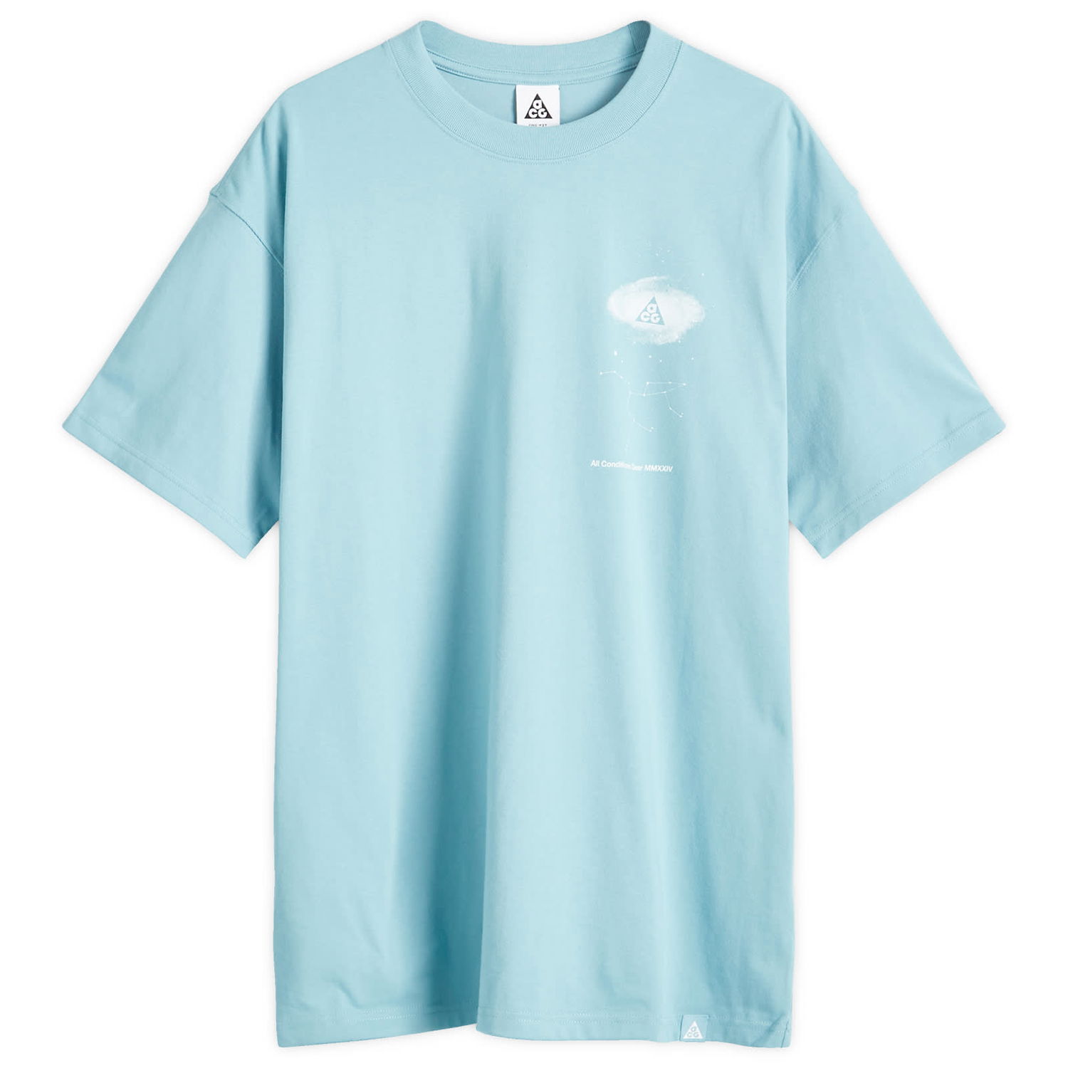 Tričko Nike ACG OC Galaxy T-Shirt in Denim Turqoise, Size Large | END. Clothing Modrá | FZ5275-464, 0