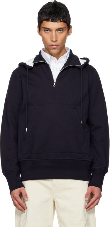 Mikina Dries Van Noten Dries Van Noten Half-Zip Hoodie Navy | 252-021144-2611, 0