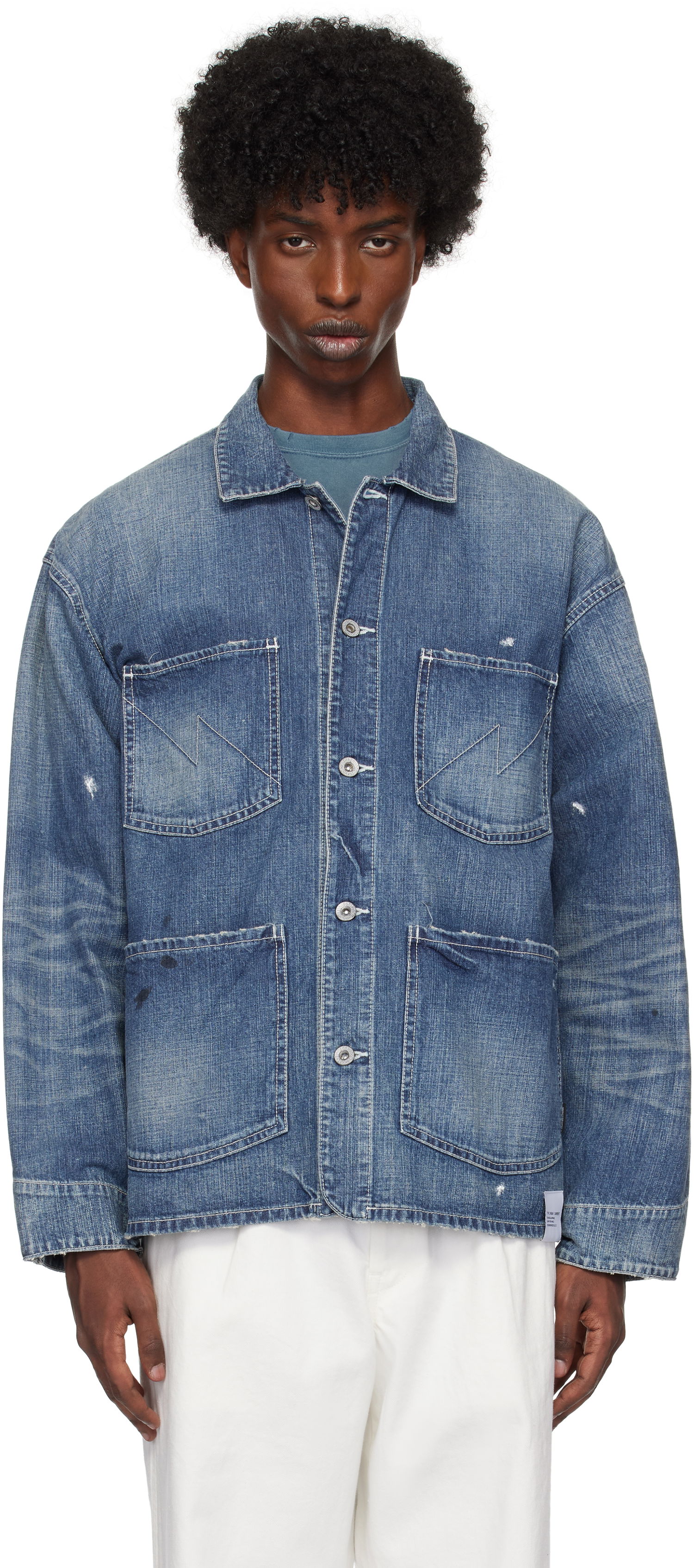 Bunda Neighborhood Washed Coverall Denim Jacket Modrá | 242SPNH-JKM02, 0