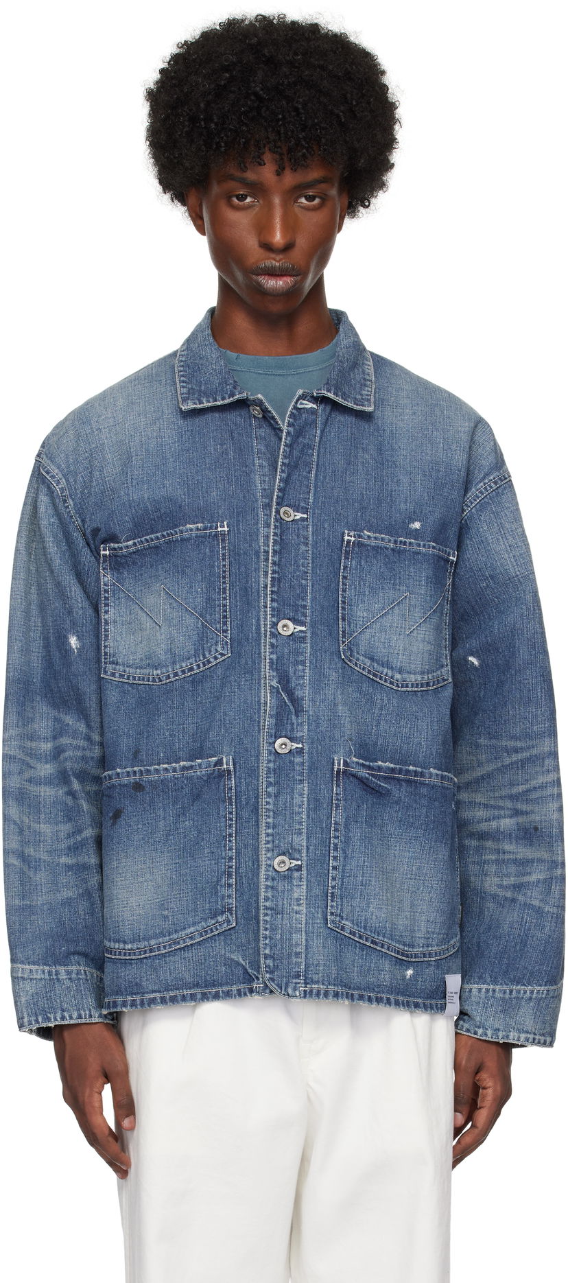 Bunda Neighborhood Washed Coverall Denim Jacket Modrá | 242SPNH-JKM02