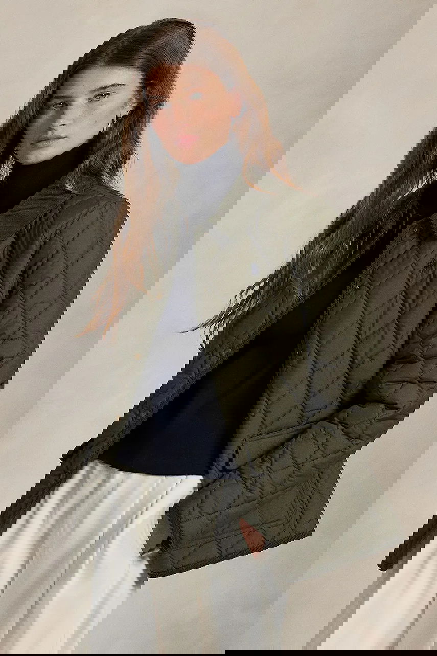 Bunda Polo by Ralph Lauren Lightweight Diamond Quilted Jacket with Corduroy Collar Zelené | 211965336, 0