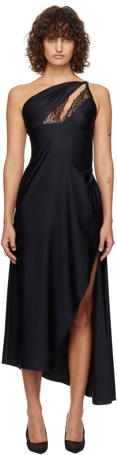Šaty Coperni Asymmetric Lace Midi Dress Čierna | COPR135545, 0