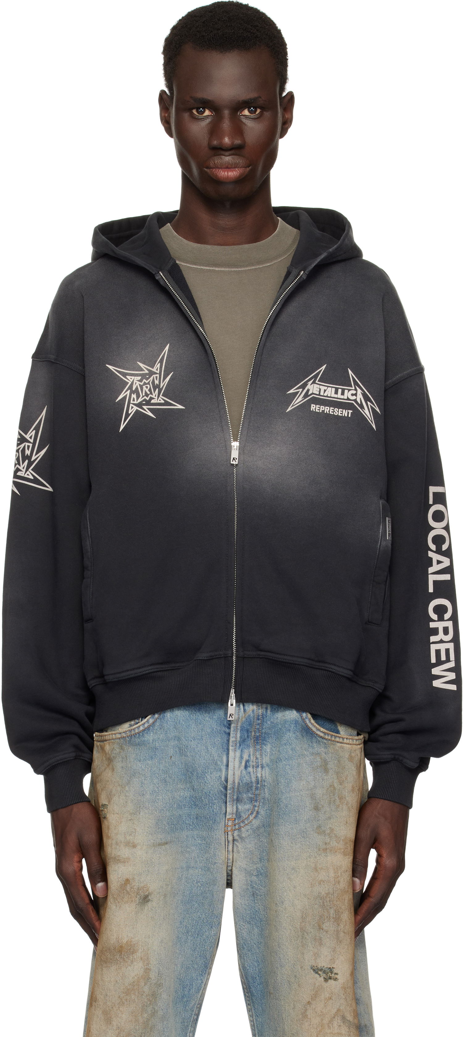 Mikina Represent Clo Represent Metallica Local Crew Zip-Up Hoodie Čierna | MLM4370, 0