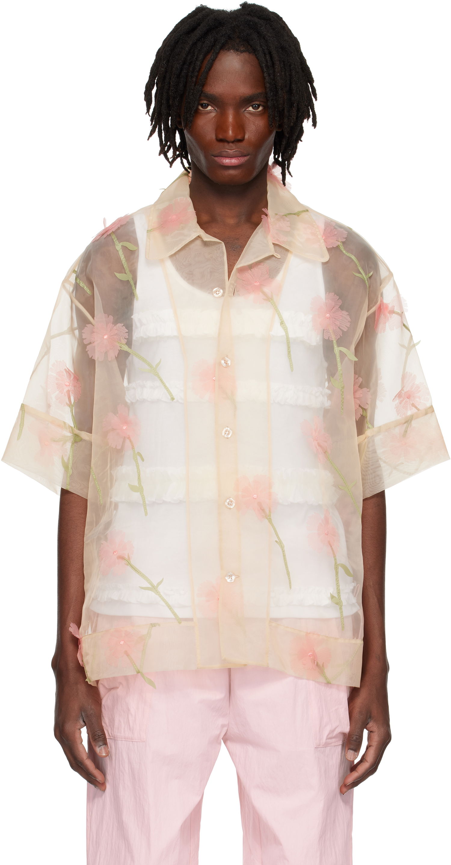 Košeľa Simone Rocha Simone Rocha Carnation Organza Boxy Shirt Béžová | 5332 1245, 0