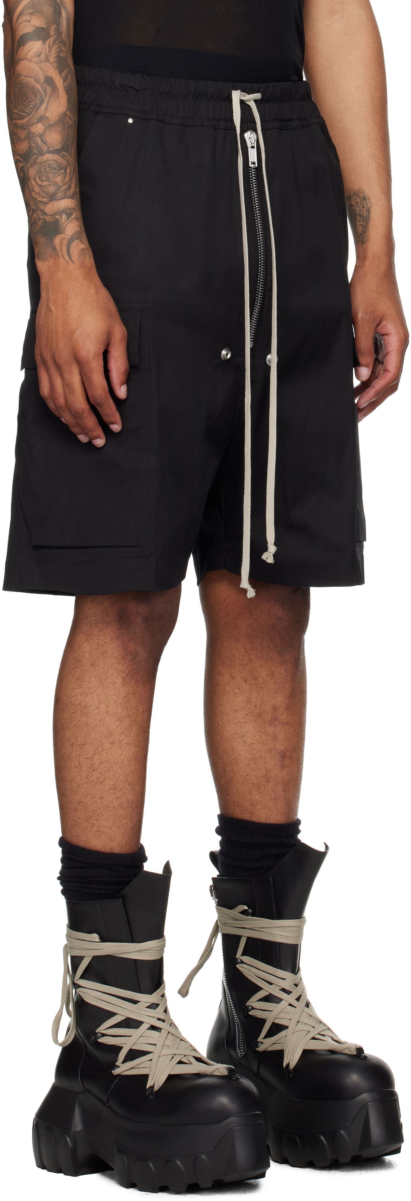 Šortky Rick Owens Rick Owens Concordians Cargobela Shorts Čierna | RU02E1360 TE, 1