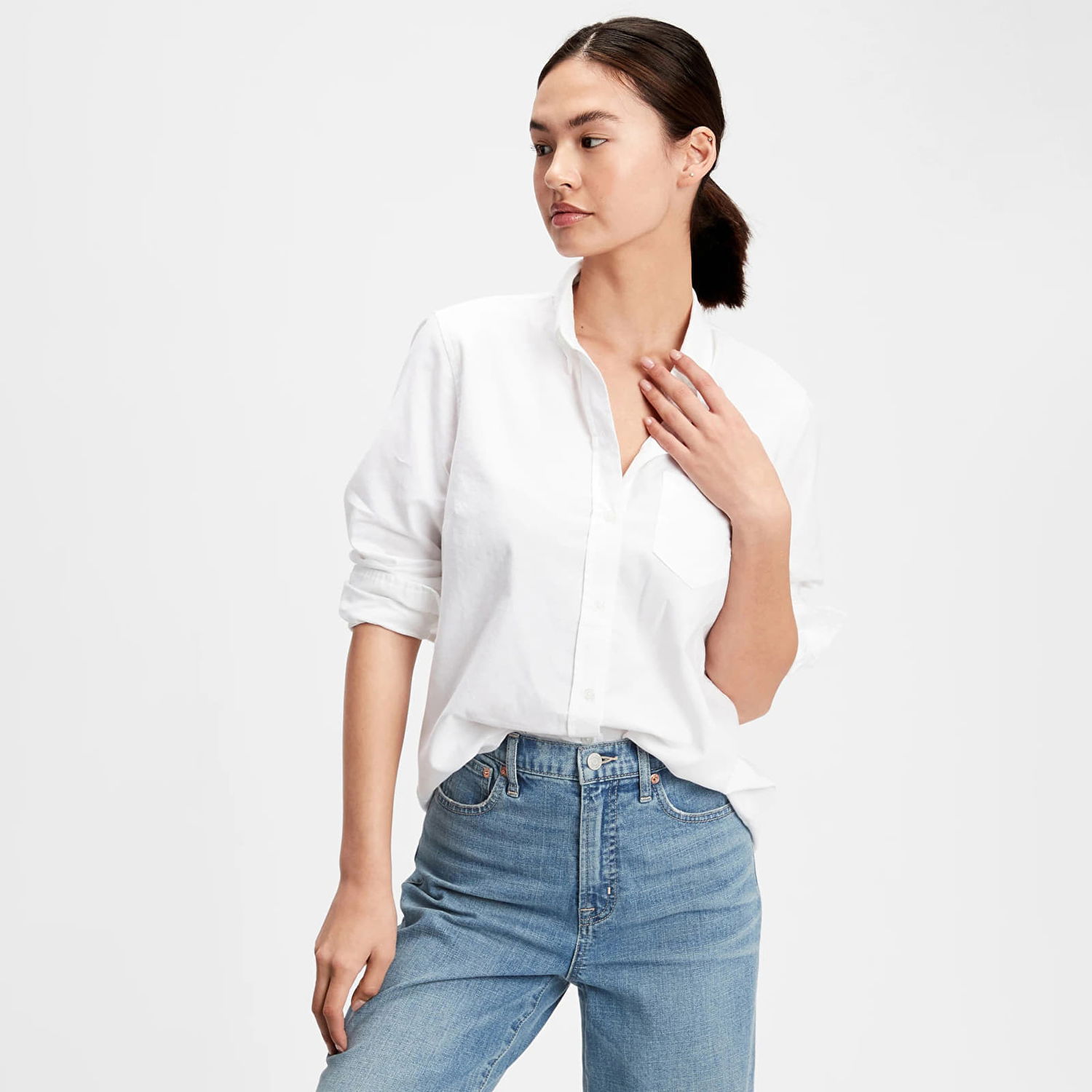 Košeľa GAP Fitted Oxford Shirt Optic White Biela | 269247-03, 0