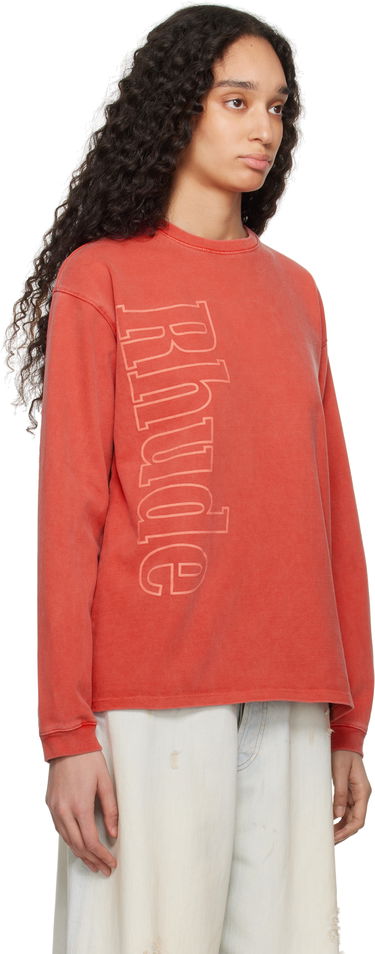 Mikina Rhude Rhude Side Logo Long Sleeve T-Shirt Červená | RHPS25TT13012, 4