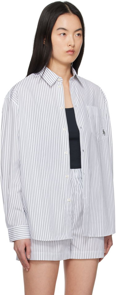 Košeľa Sporty & Rich Sporty & Rich Oversized Pinstriped Shirt Biela | SI006606302ST71, 1